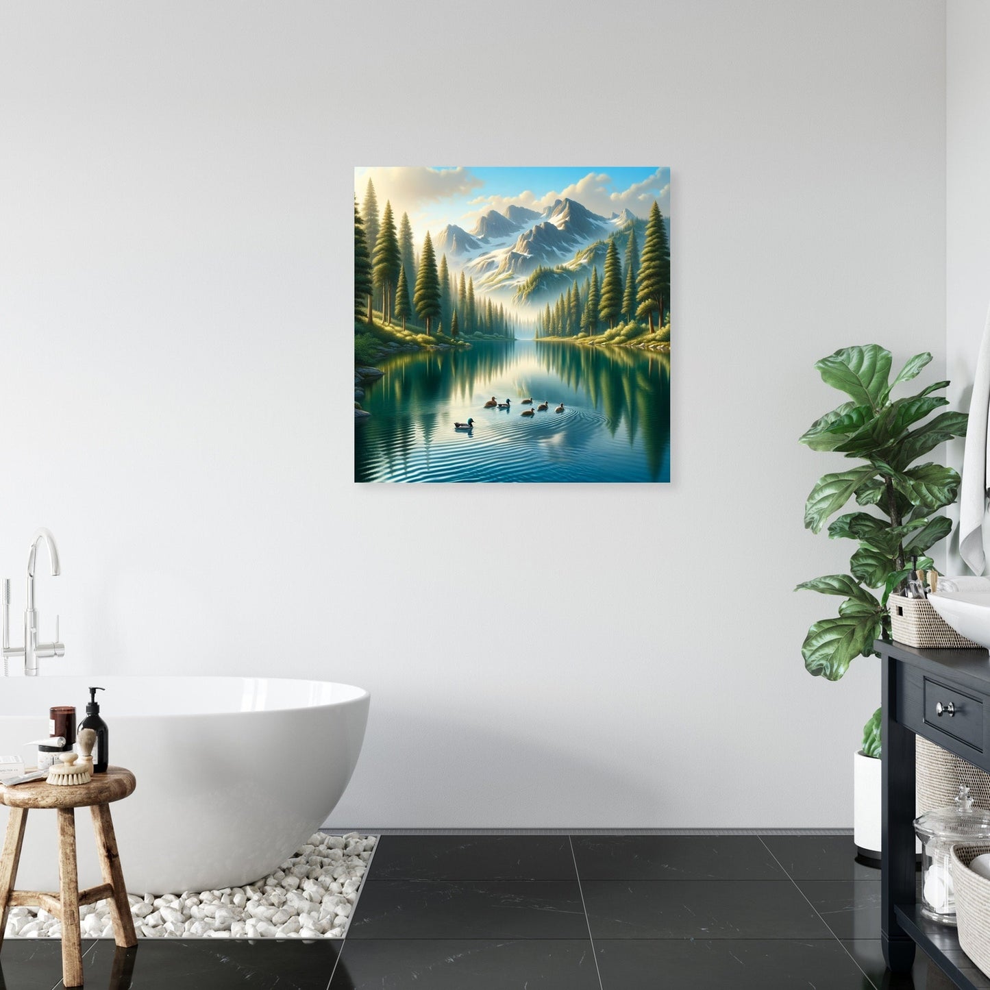 Tranquil Mountain Lake Canvas