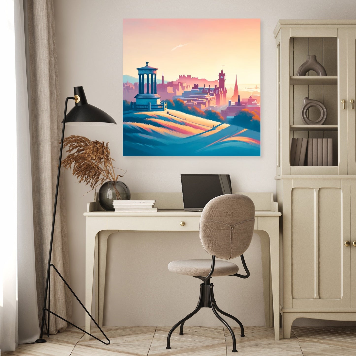 Edinburgh's Calton Hill Sunrise Minimalism Canvas