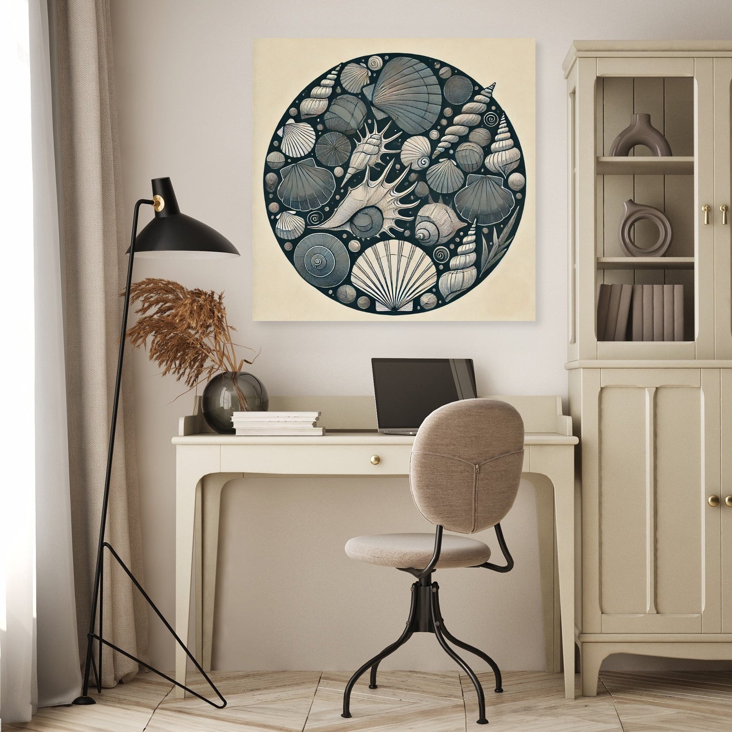 Dark Shells Line Art Canvas