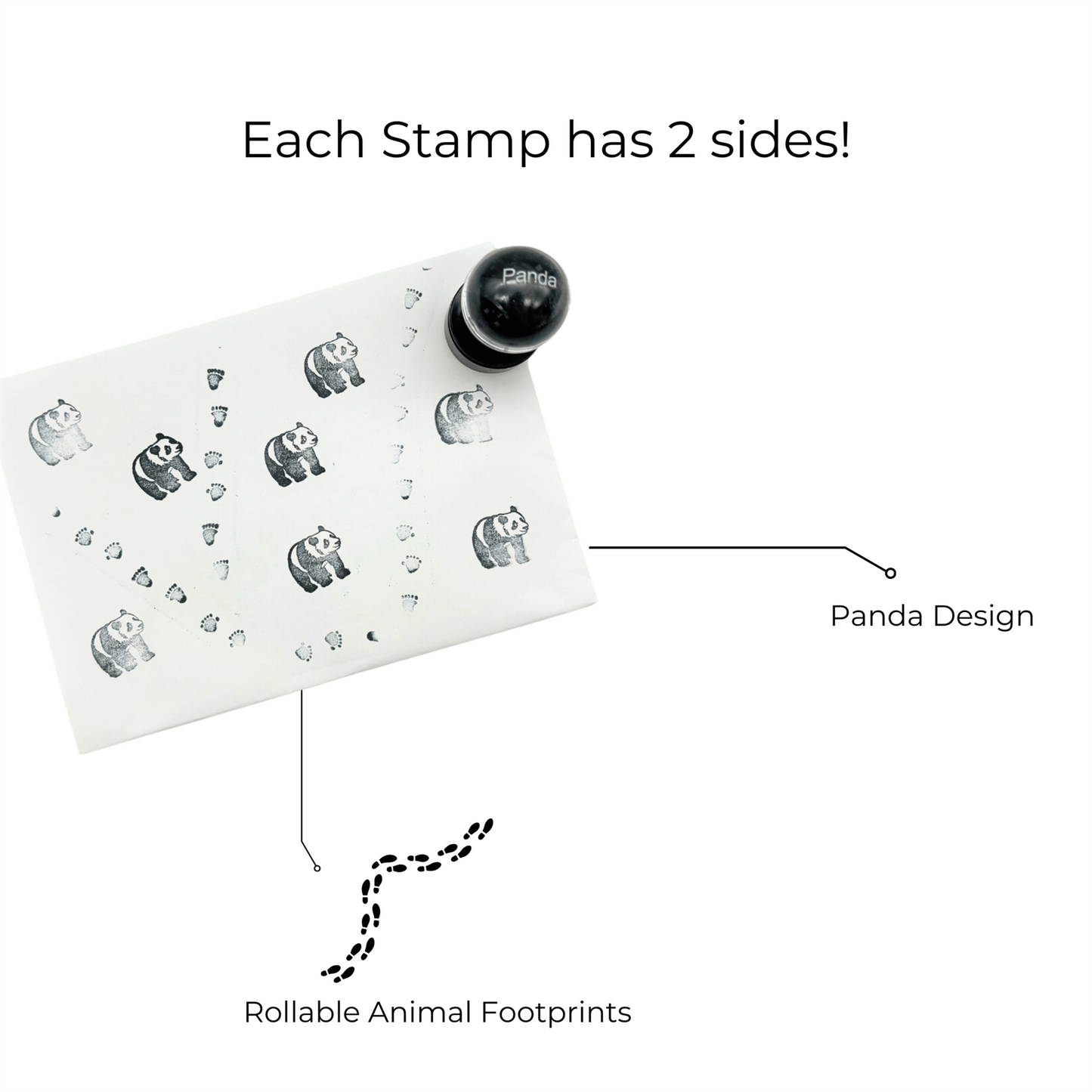 Double Sided Self Inking Panda Stamper with Roller (single)