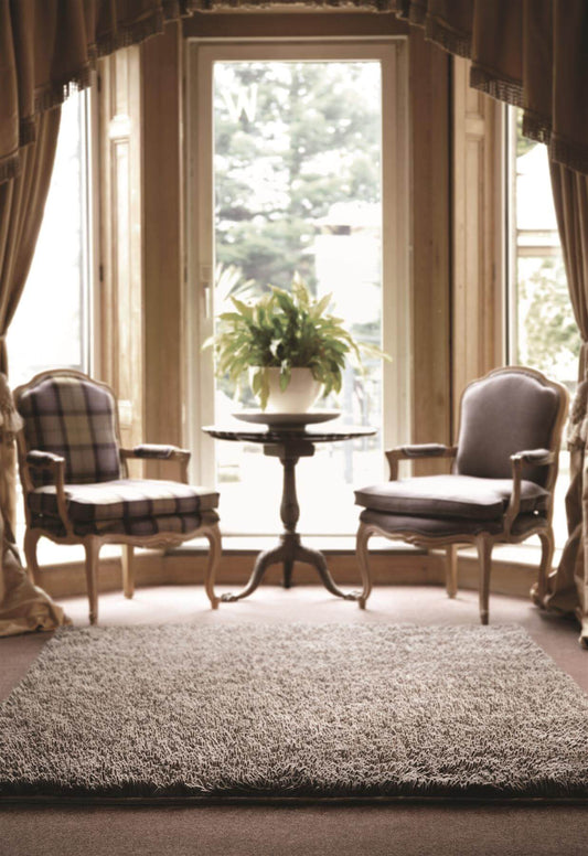 Imperial Mid Grey Mix Shaggy Pile Wool Rug