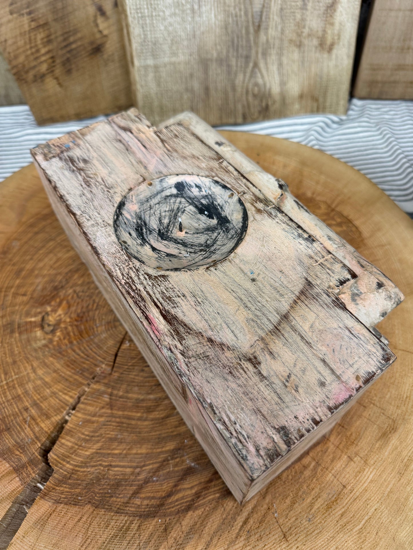 Rustic Church Candle Holder / Indian Pillar Base Holder / Farmhouse Decor Pink