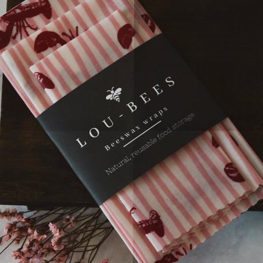 Lobster Beeswax Wraps – Reusable Food Wrap Set (3 Pack)