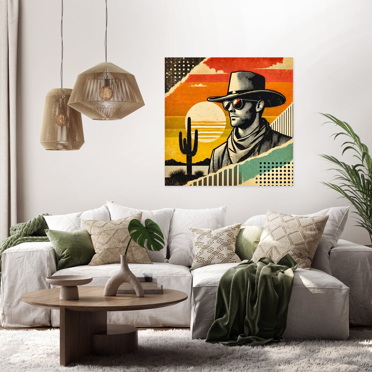 Desert Sunset Cowboy Canvas