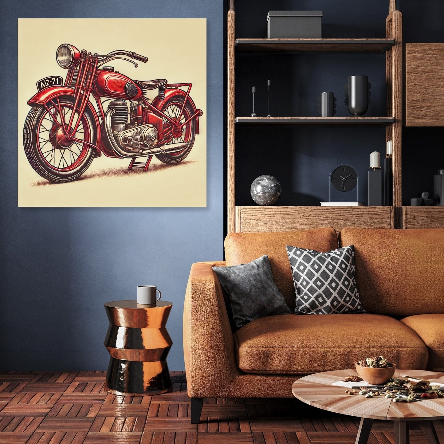 Retro Red Motorcycle Canvas