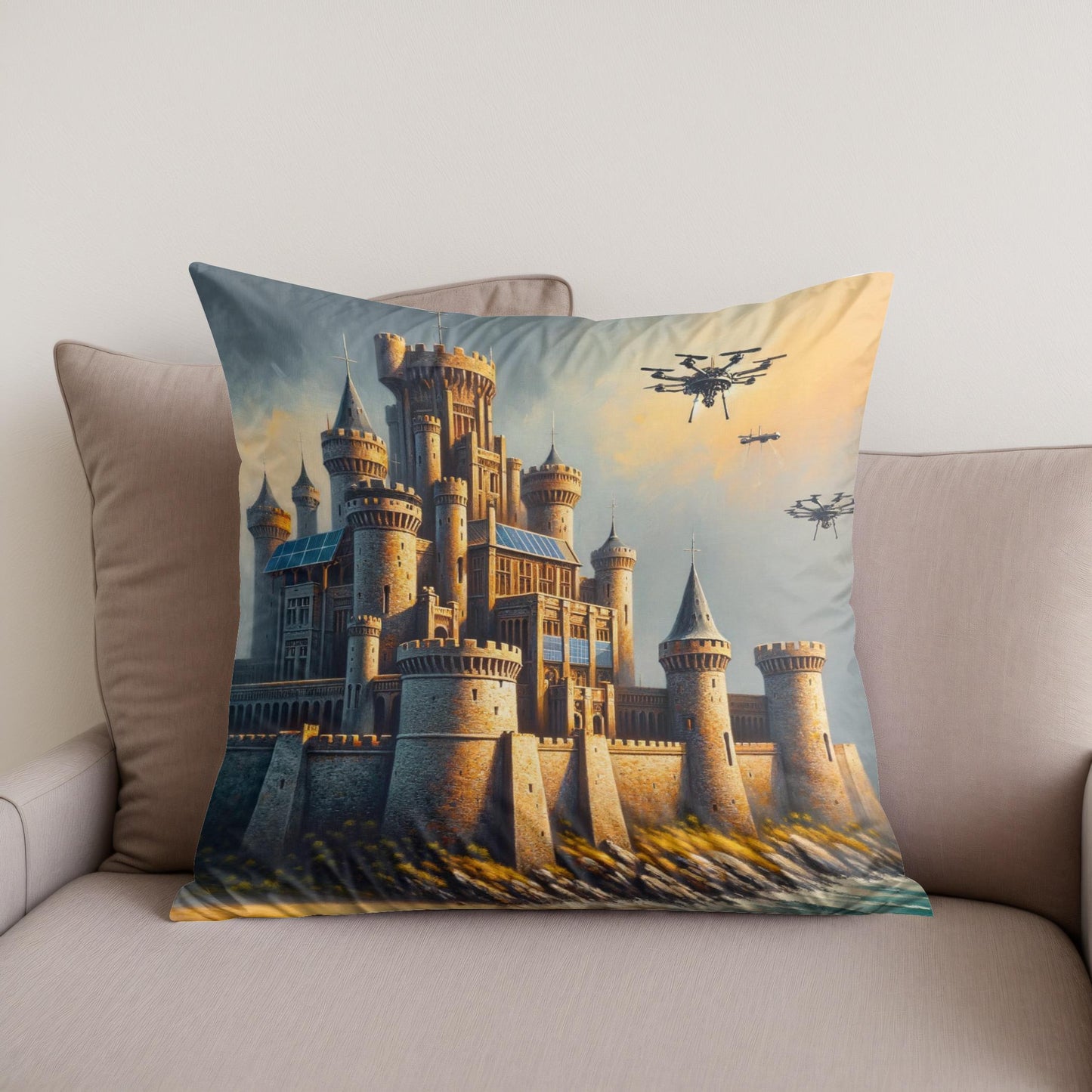 Tomorrow's Castle Sunrise Cotton Cushion