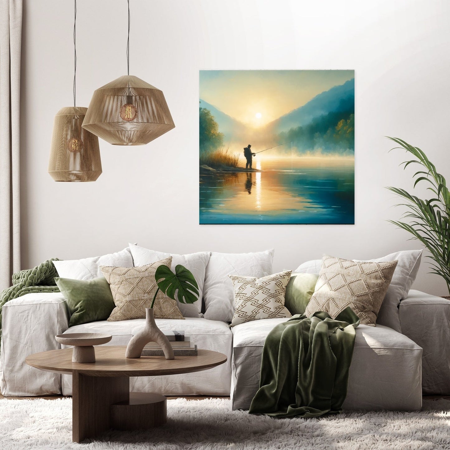 Tranquil Dawn Fishing Canvas