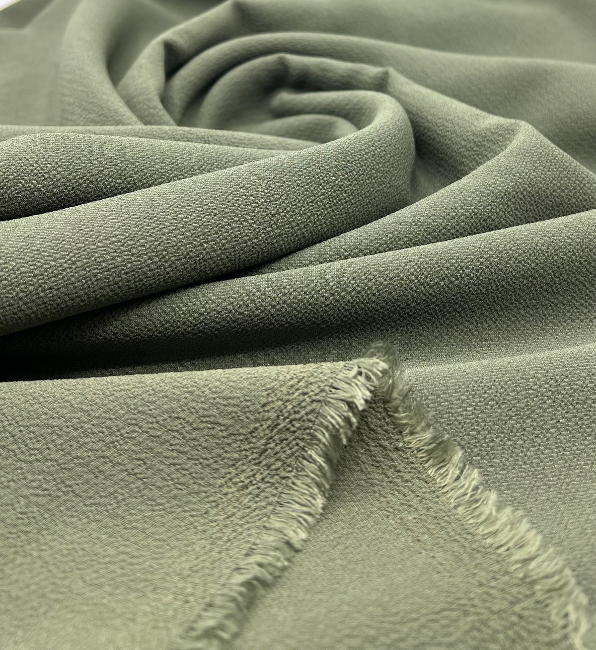 Khaki Green Plain Lightweight Bubble Crepe Fabric