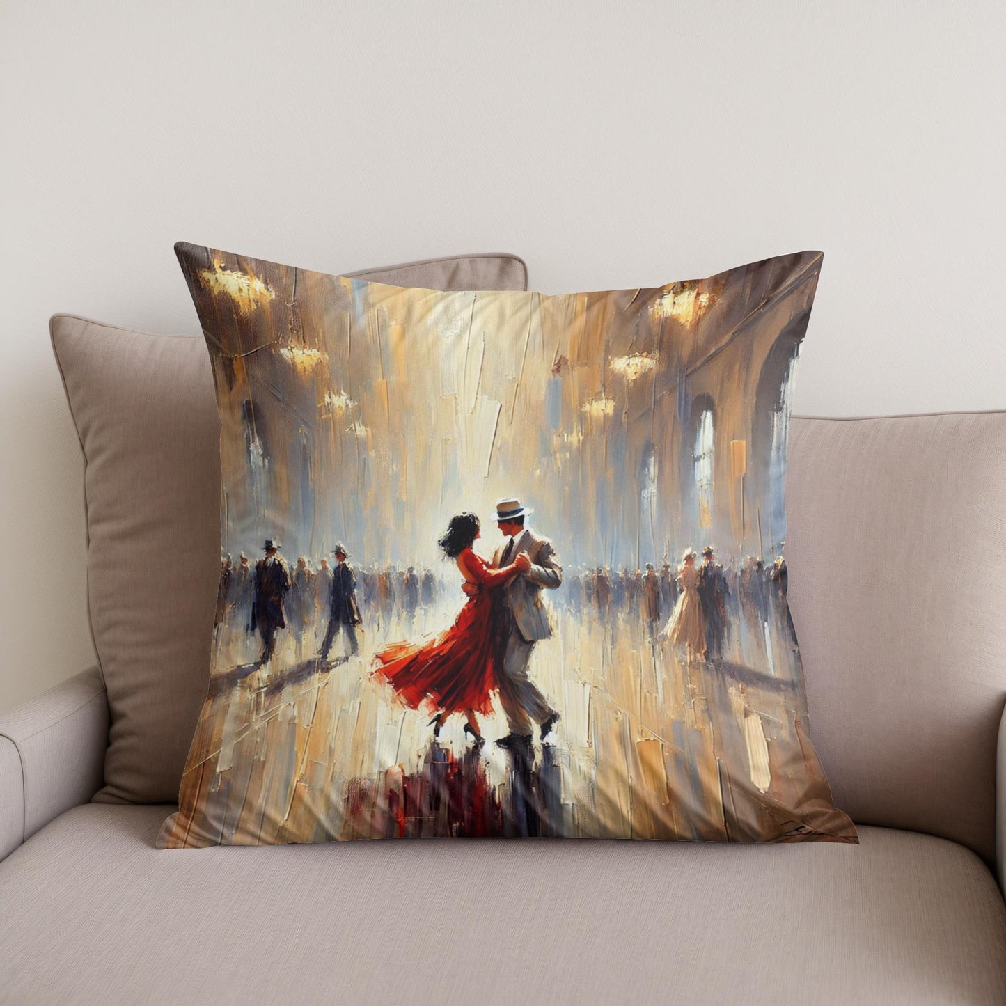 Golden Dance Impressionist Cotton Cushion