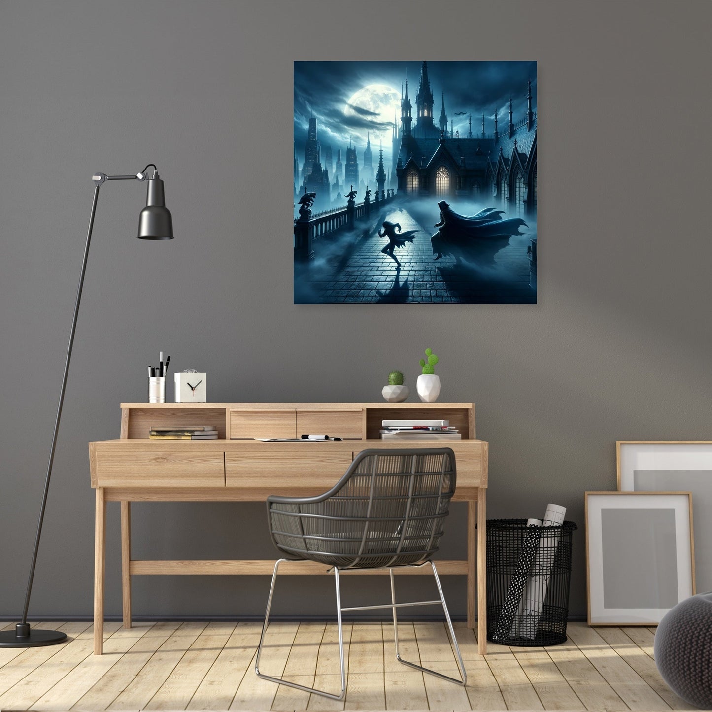 Gothic Rooftop Pursuit Canvas
