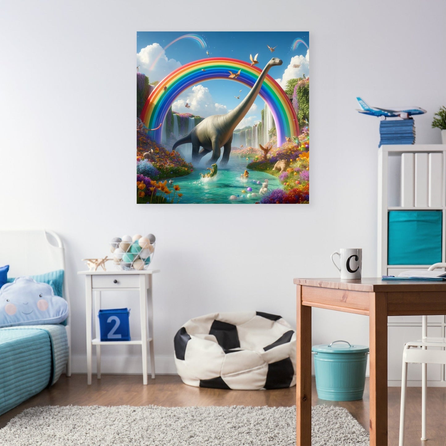 Brachiosaurus Rainbow Slide Canvas