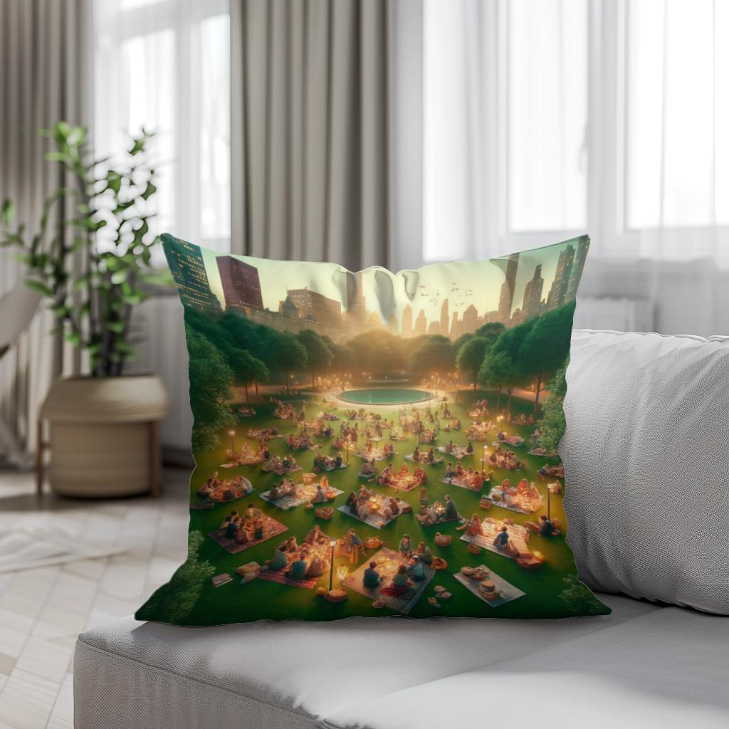 Picnic Sunset in Summer Cotton Cushion