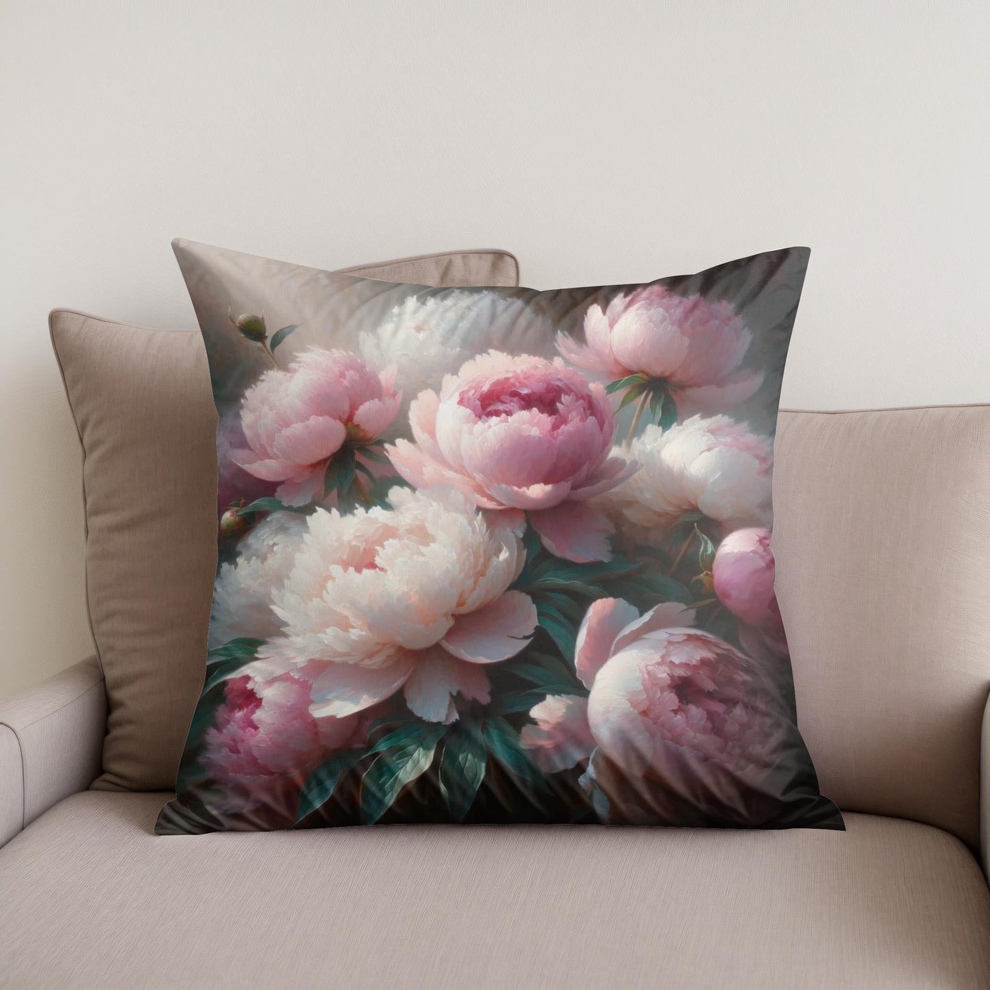 Morning Embrace Peonies Cotton Cushion