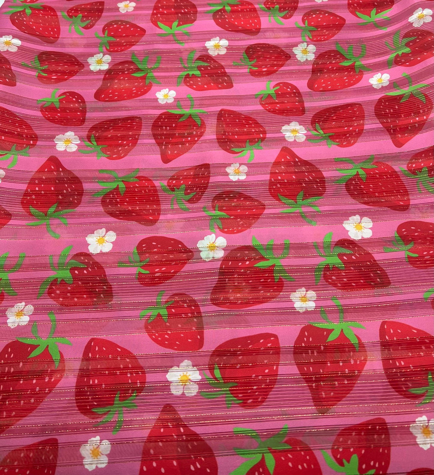 Pink Strawberry Lightweight Fabric 90GSM Non Stretch