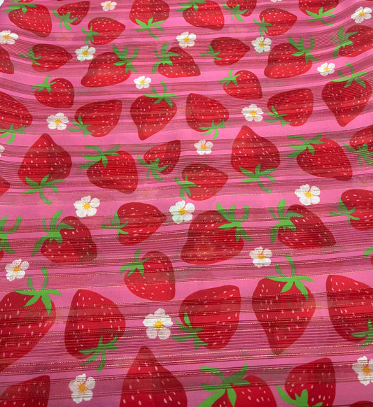Pink Strawberry Lightweight Fabric 90GSM Non Stretch