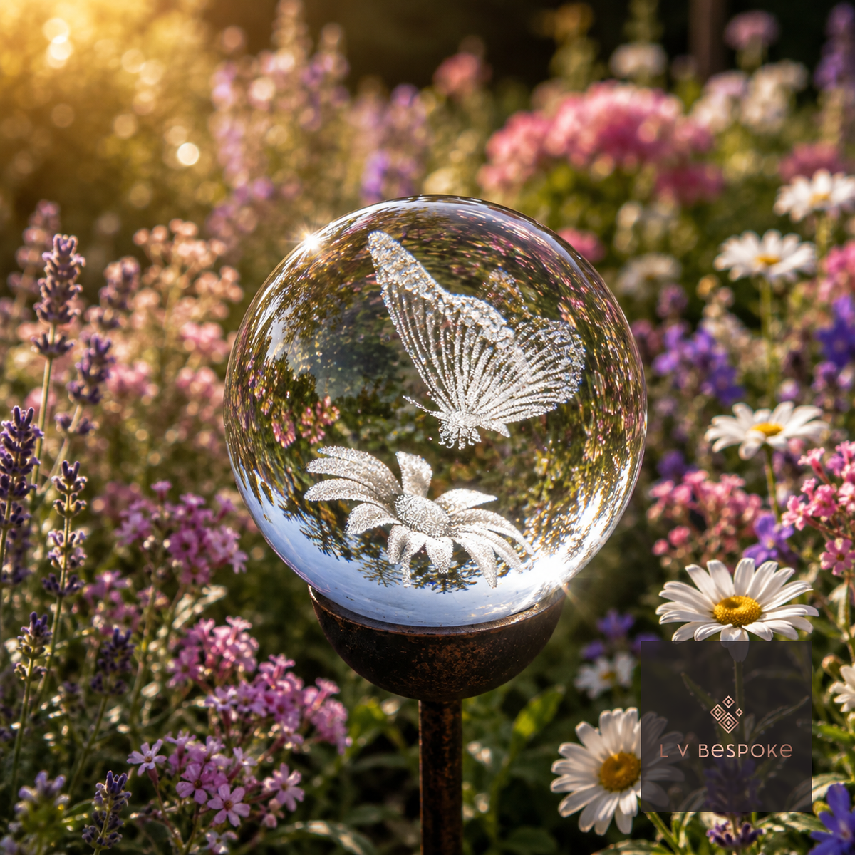 3D Crystal Orb Garden Stake