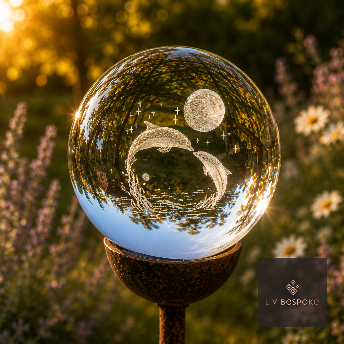 3D Crystal Orb Garden Stake