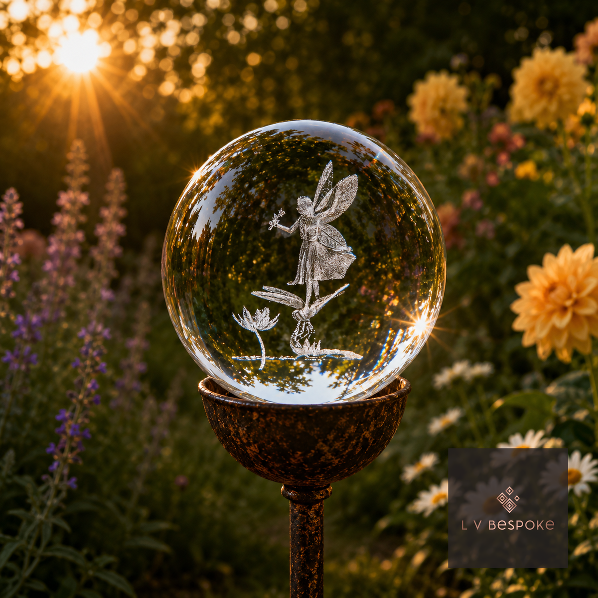 3D Crystal Orb Garden Stake