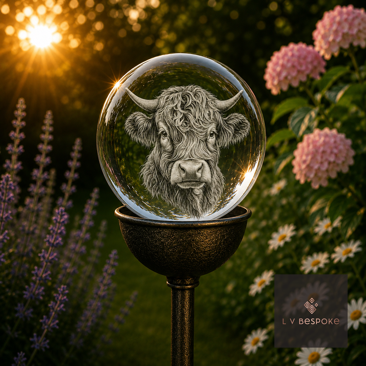 3D Crystal Orb Garden Stake