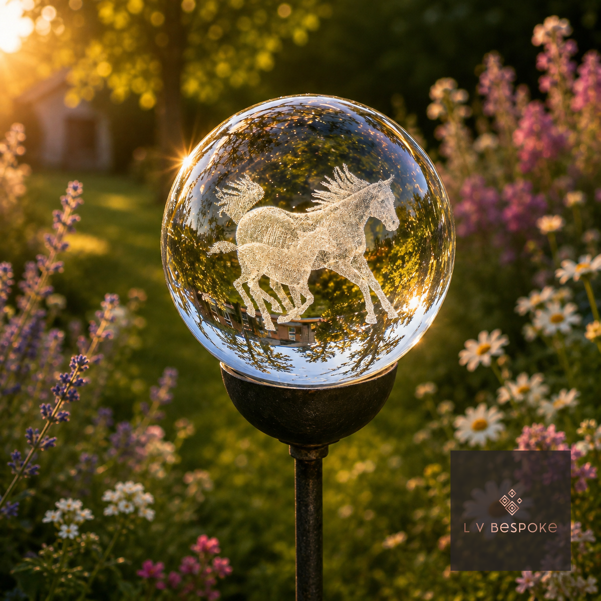 3D Crystal Orb Garden Stake