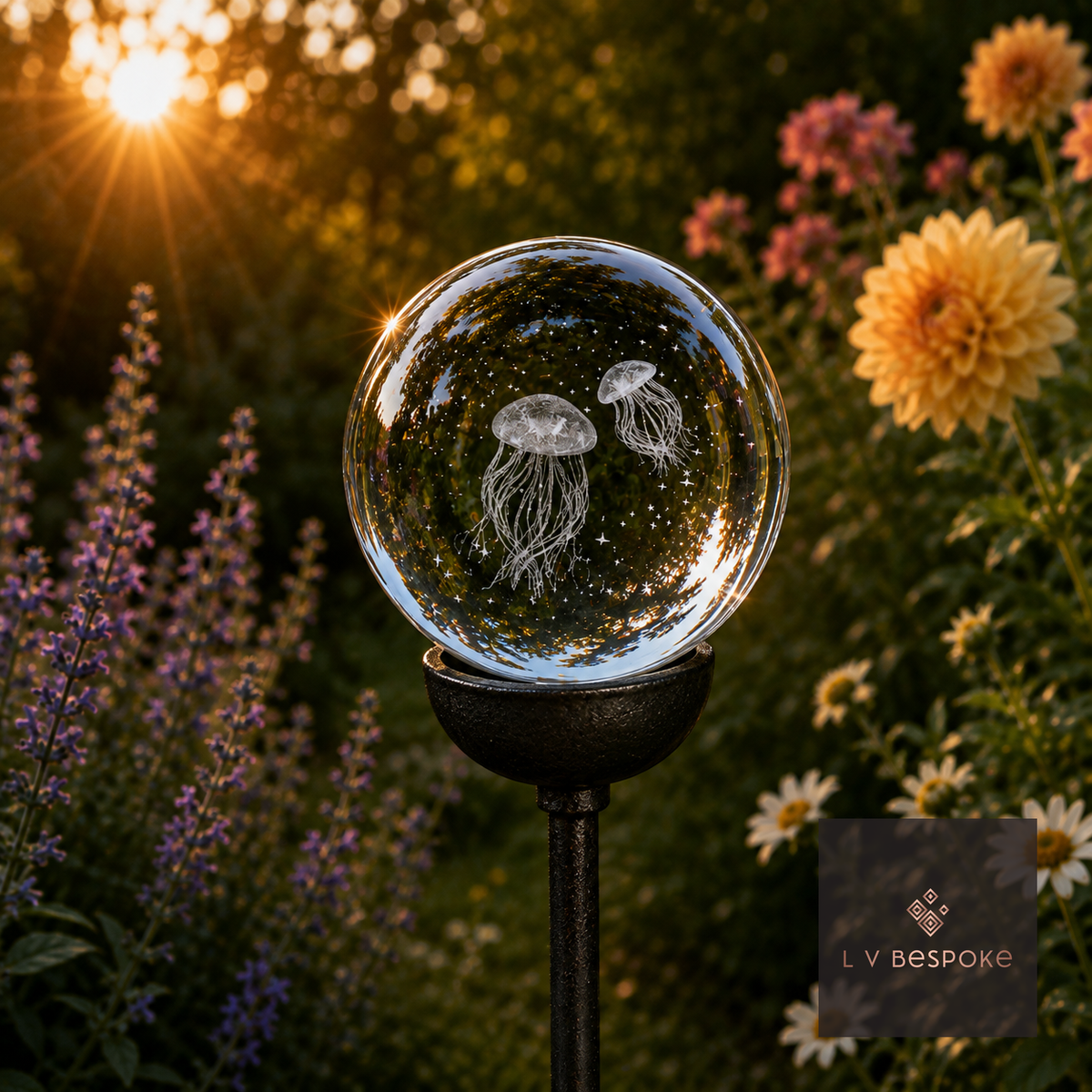 3D Crystal Orb Garden Stake
