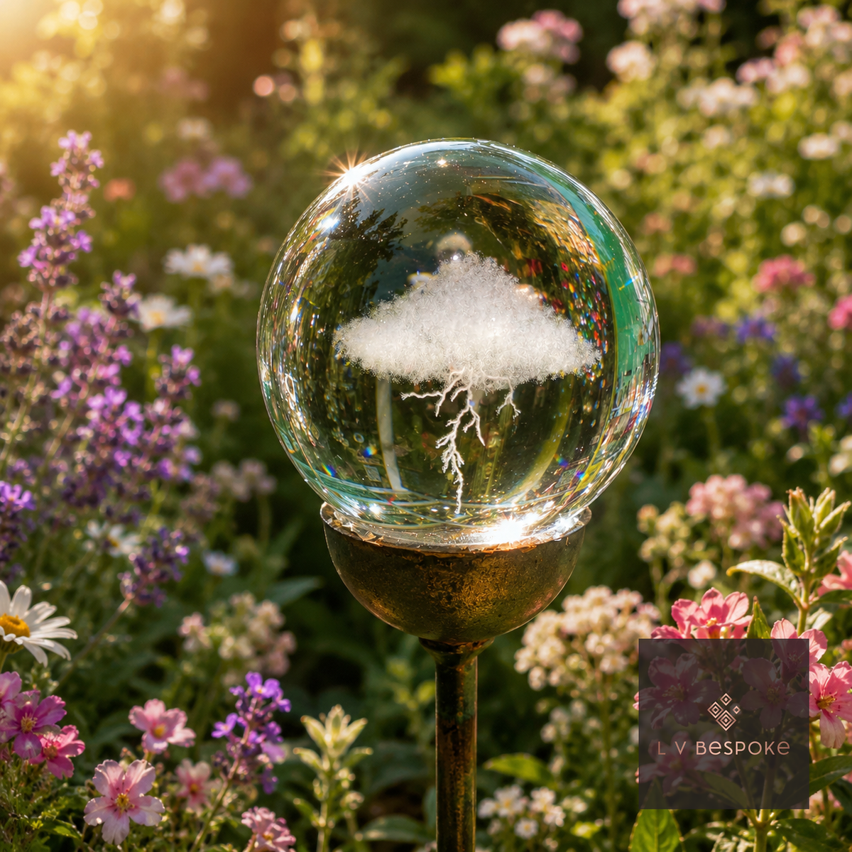 3D Crystal Orb Garden Stake