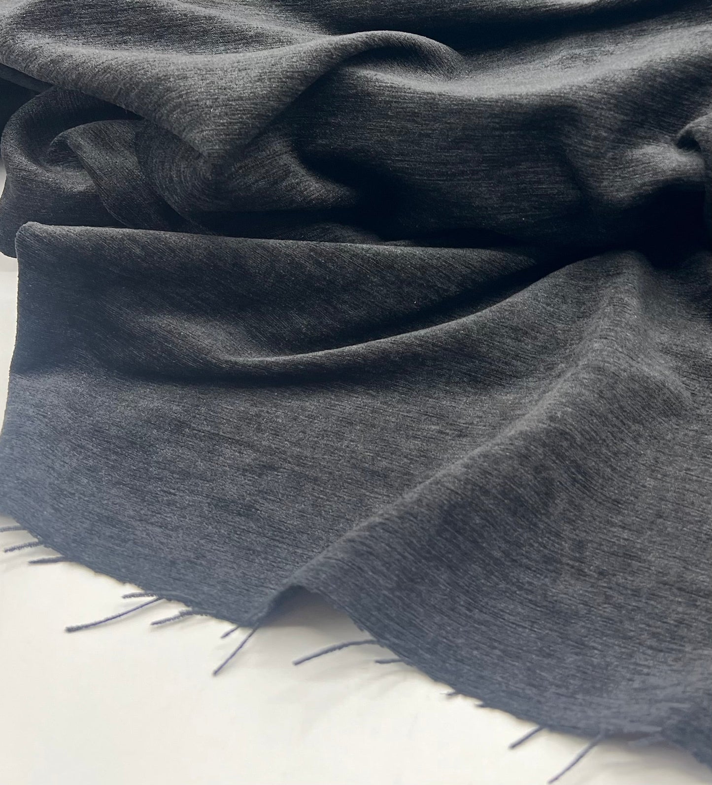 Black Wool Poly Blend Flannel Non Stretch Fabric