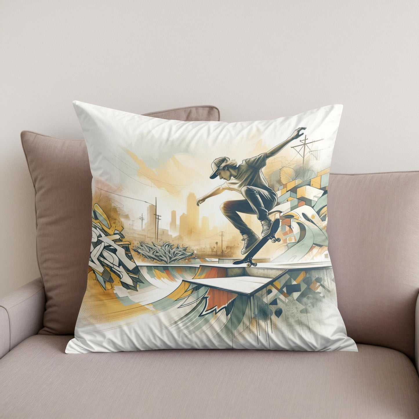 Skate and Spray Cotton Cushion