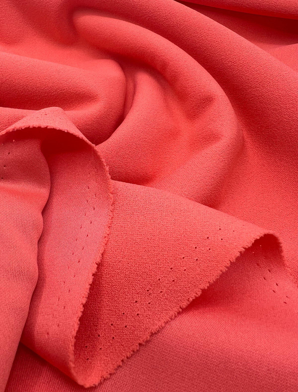 Plain Coral Scuba Crepe Stretch Jersey Fabric 4 Way Stretch