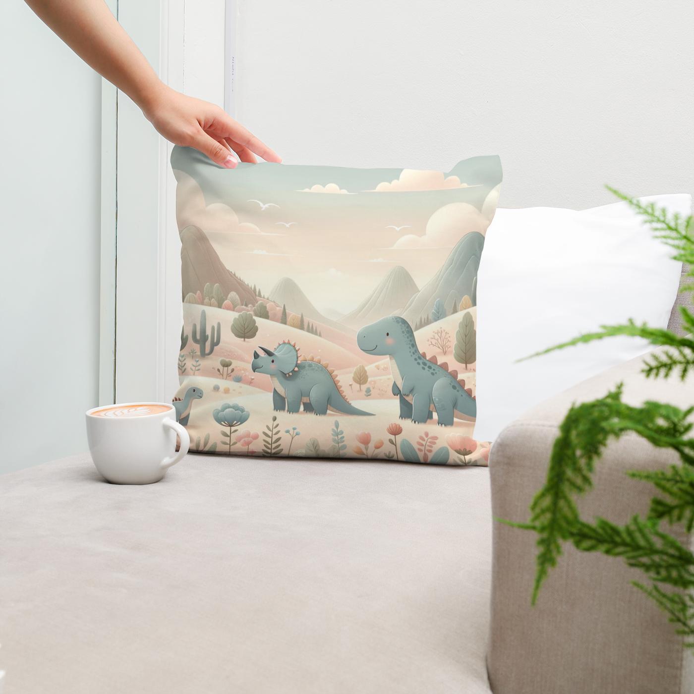 Dinosaur Meadow Cotton Cushion