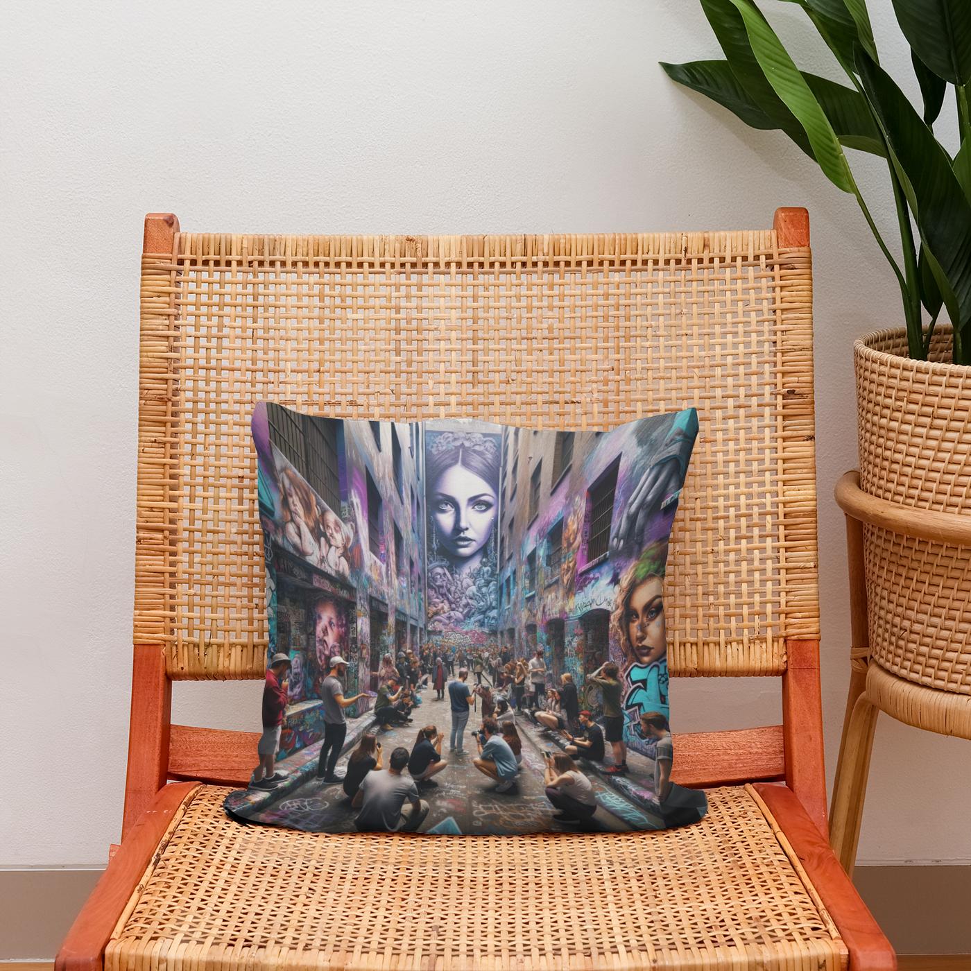 Alley of Artistic Echoes Cotton Cushion