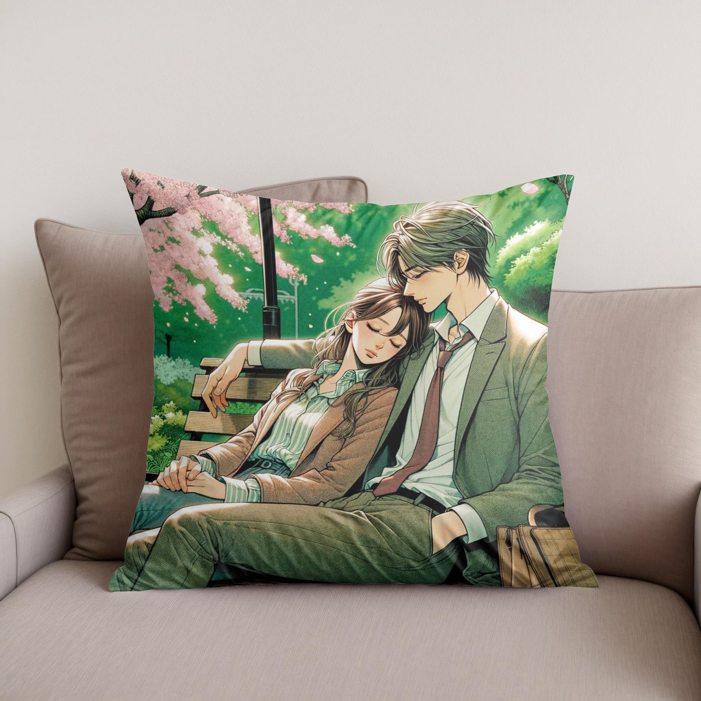 Cherry Blossom Embrace Cotton Cushion