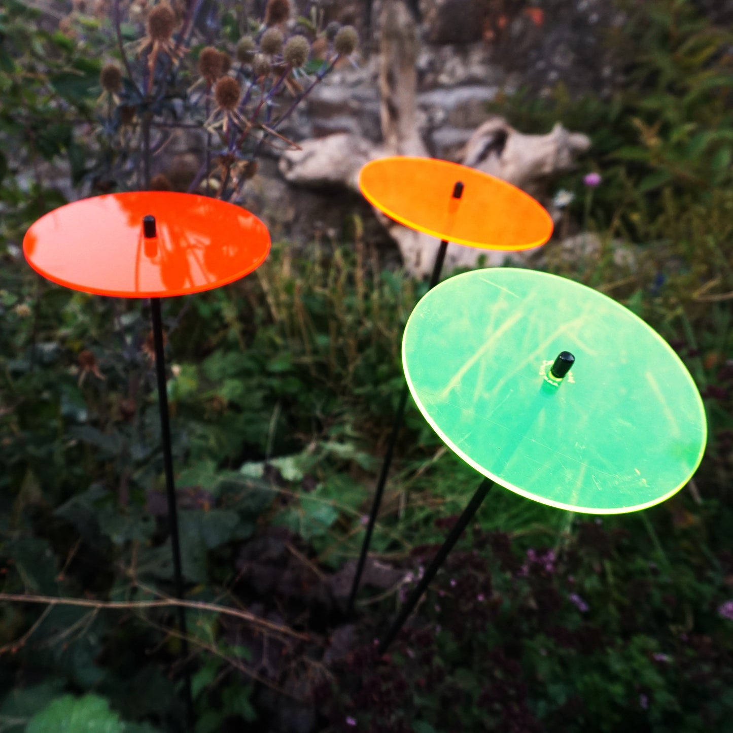 Large Garden Decor Ornaments Set of 3 'Sun Discs'