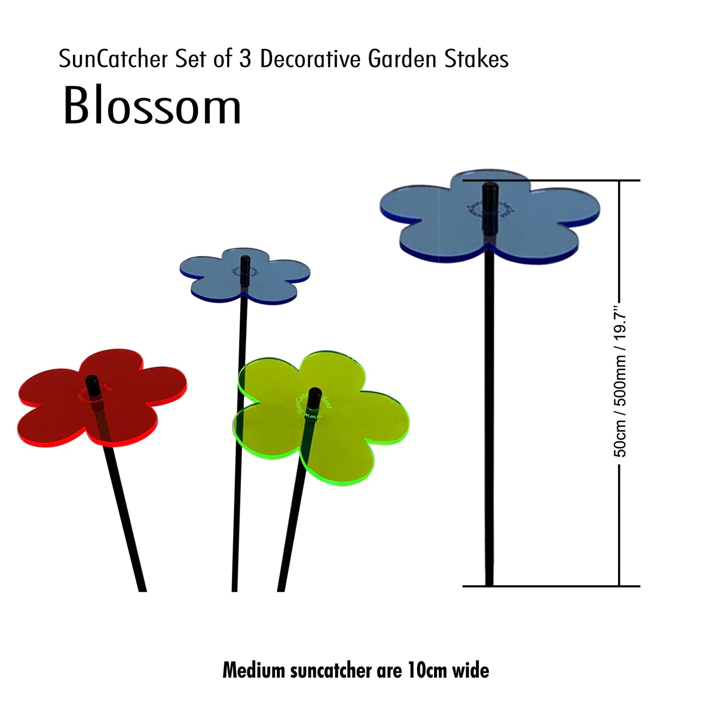 Garden Décor Ornaments Set of 3 'Blossoms'