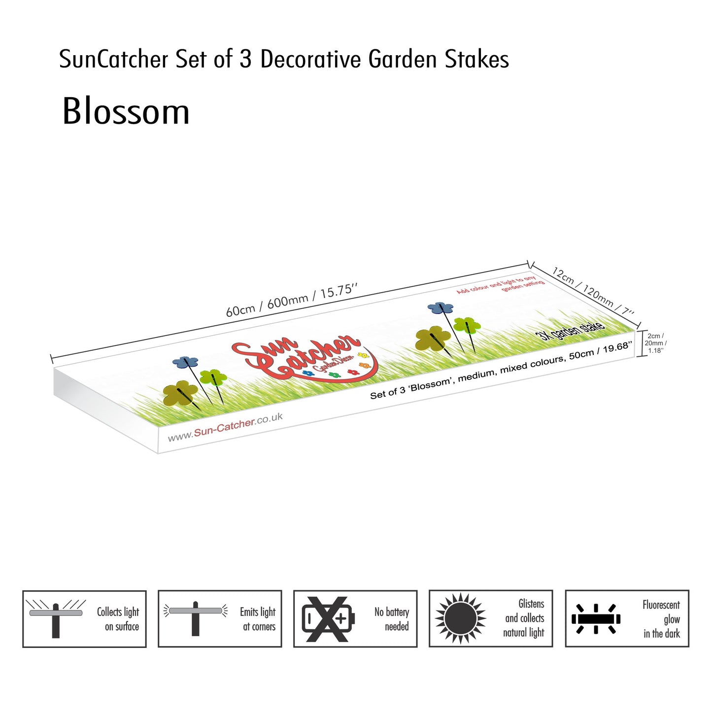 Garden Décor Ornaments Set of 3 'Blossoms'