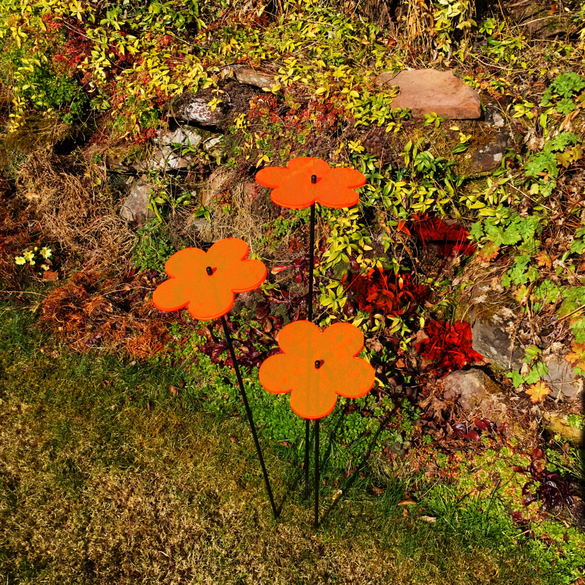 Large Garden Decor Ornaments Set of 3 'Blossoms'