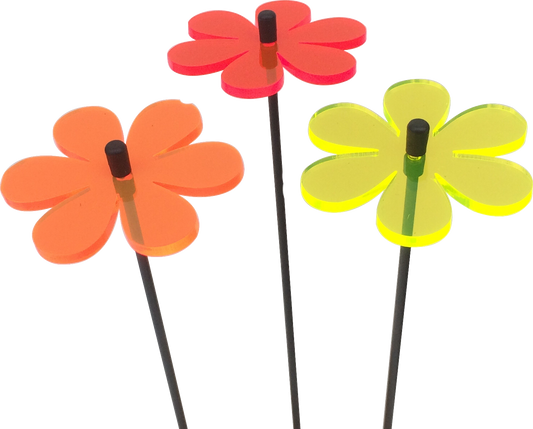 Garden Décor Ornament Set of 3 SunCatcher Daisy Colourful Flower