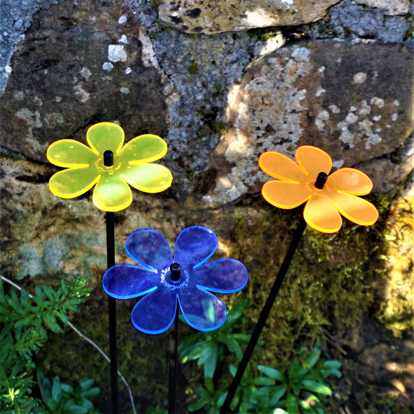 Garden Décor Ornaments Set of 3 'Daisies'