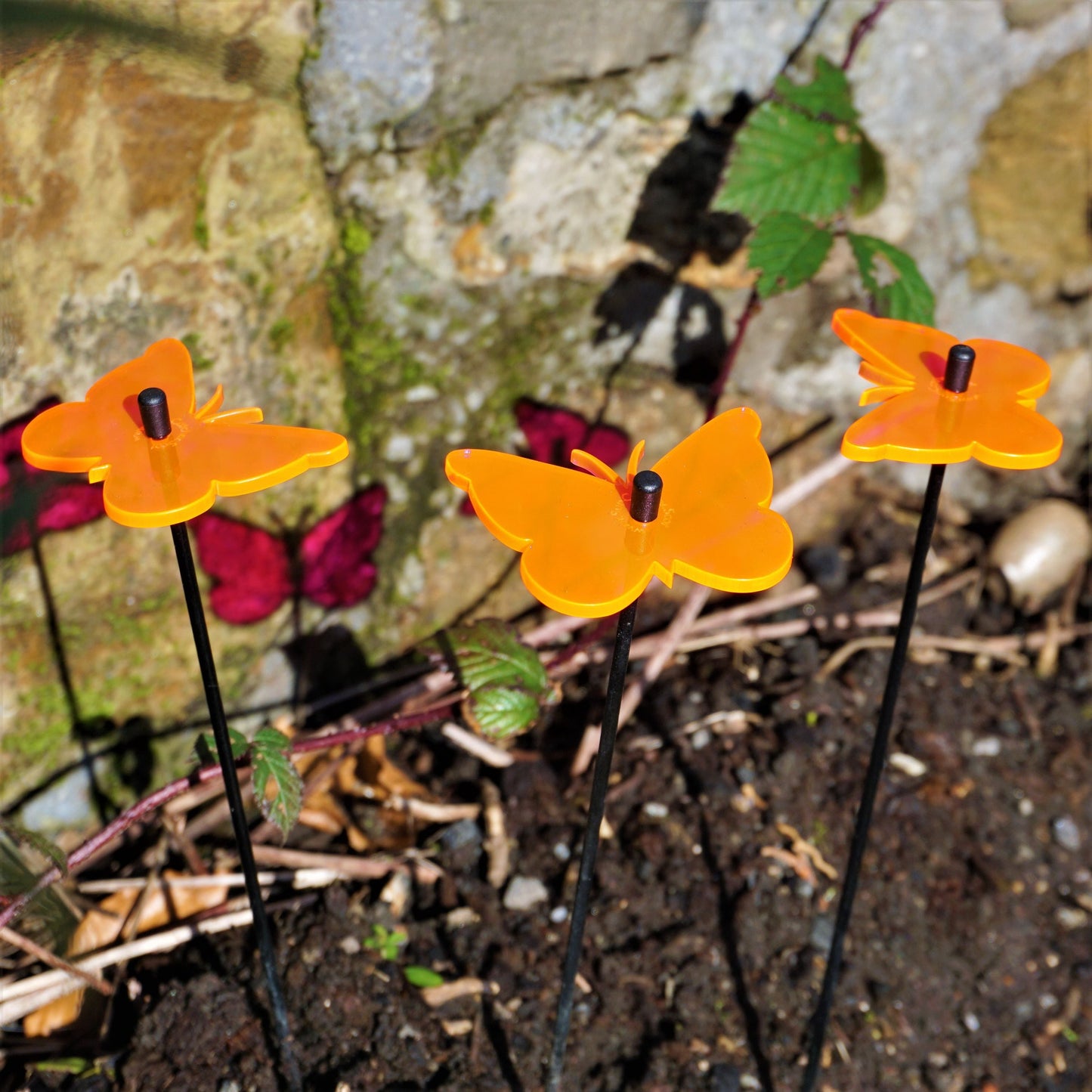 Small Garden Décor Ornaments Set of 3 'Gatekeeper Butterfly'