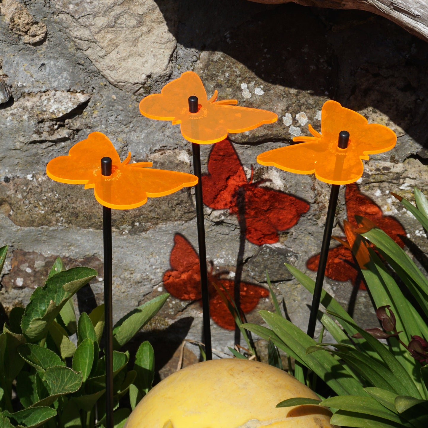 Garden Décor Ornaments Set of 3 'Gatekeeper Butterfly'