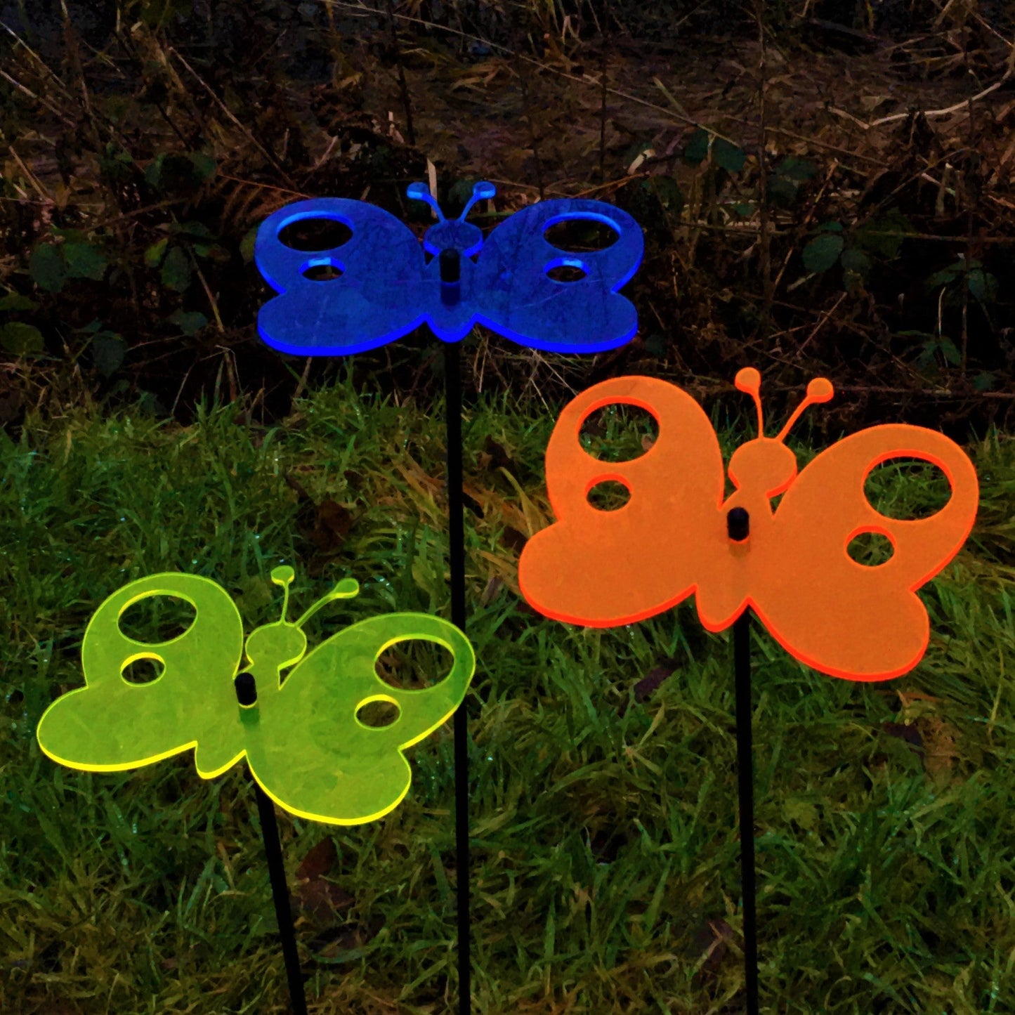 Large Garden Decor Ornaments Set of 3 'Peacock Butterflies'