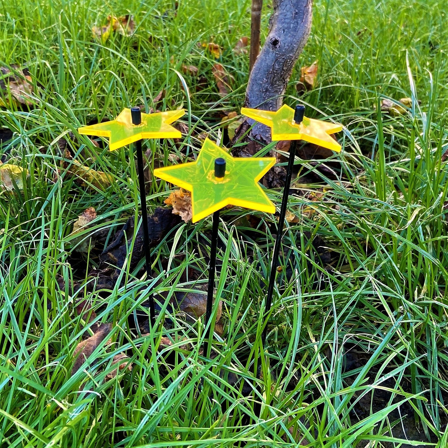 Small Garden Décor Ornaments Set of 3 Shining Stars