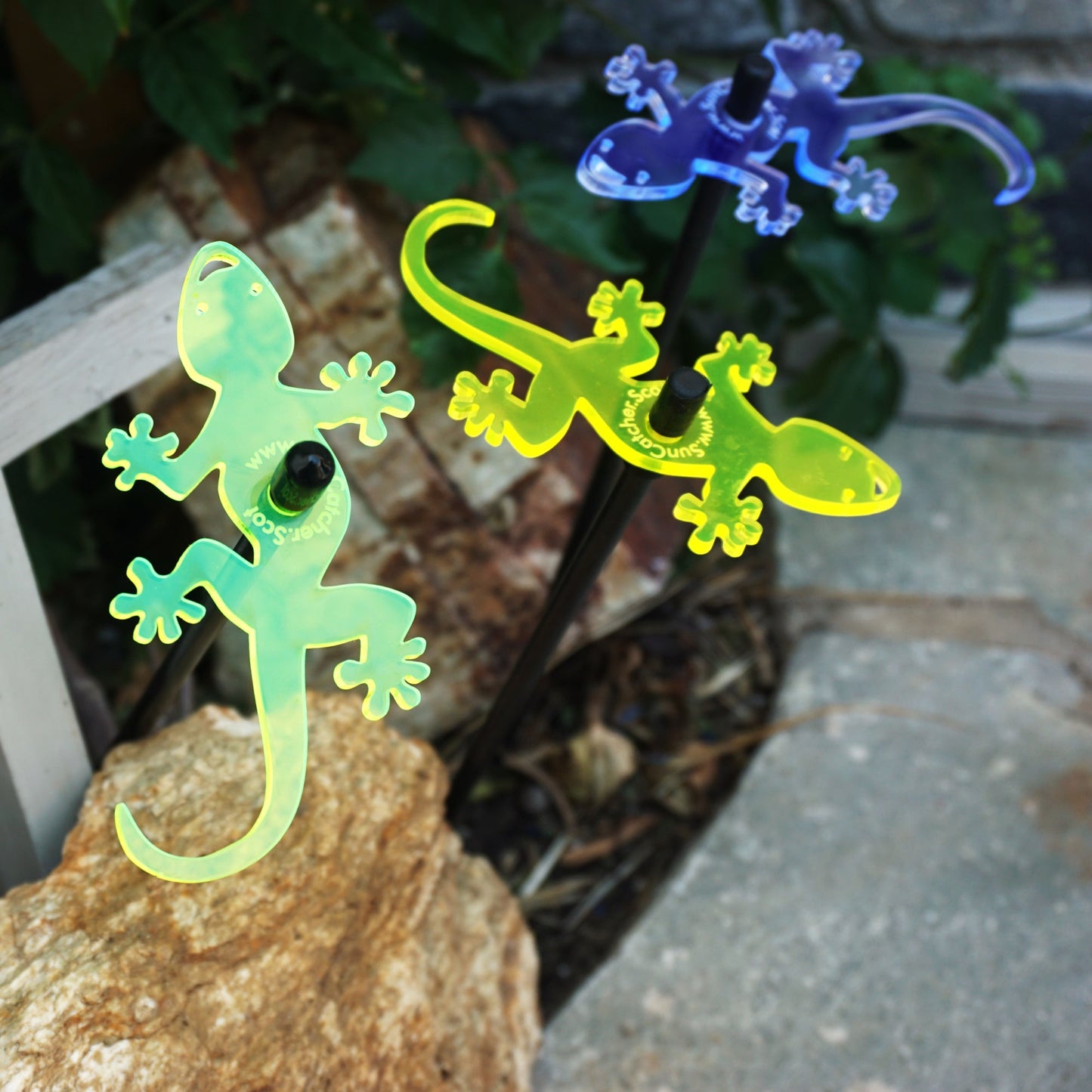 Medium Garden Décor Ornaments Set of 3 'Geckos'