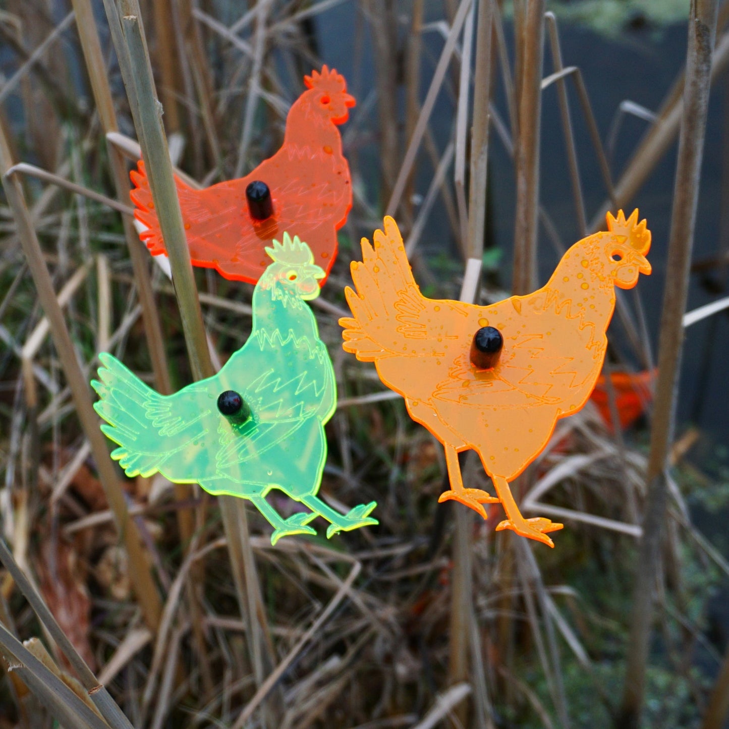 Medium SunCatcher Garden Decor Ornaments Set of 3 'Chicken'