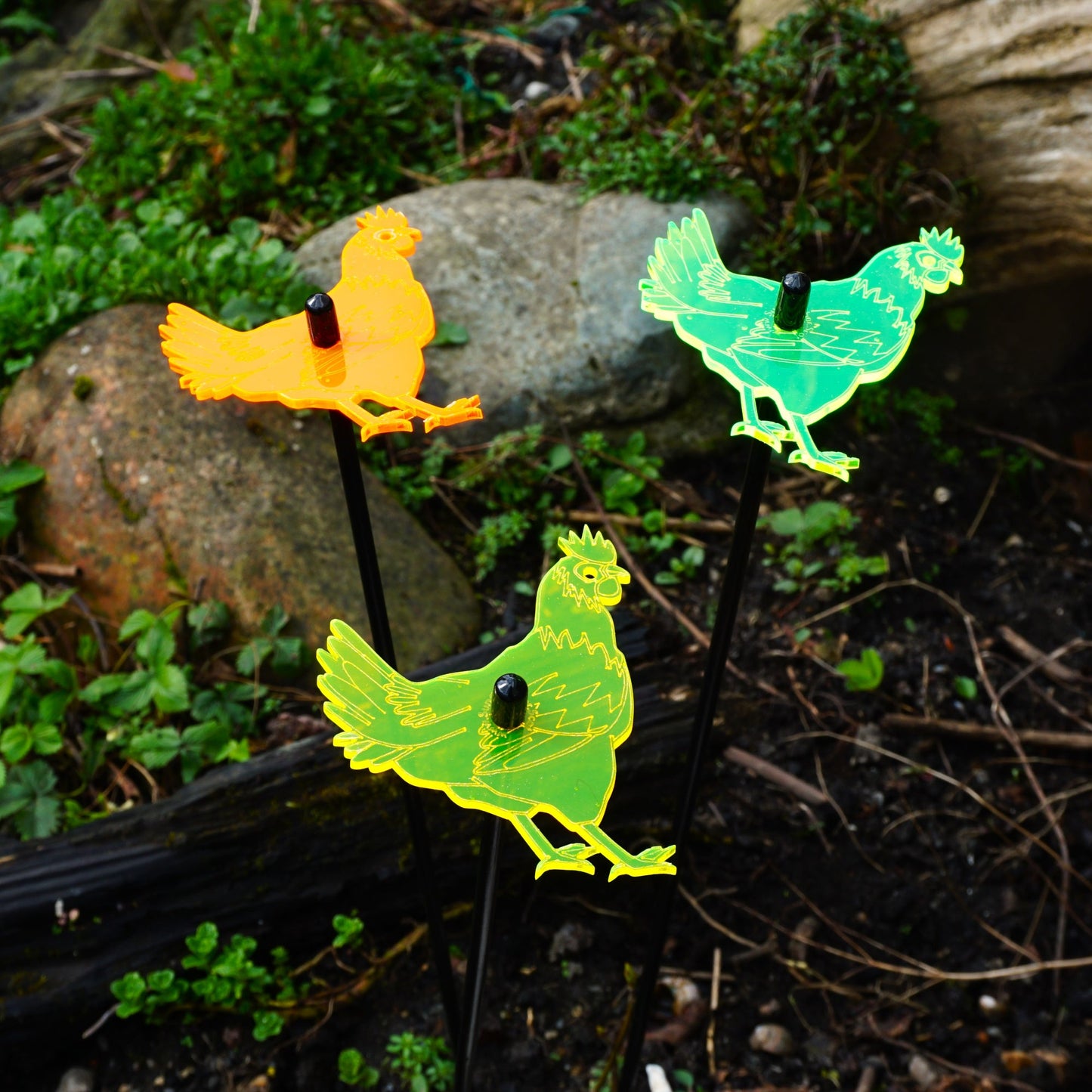 Medium SunCatcher Garden Decor Ornaments Set of 3 'Chicken'