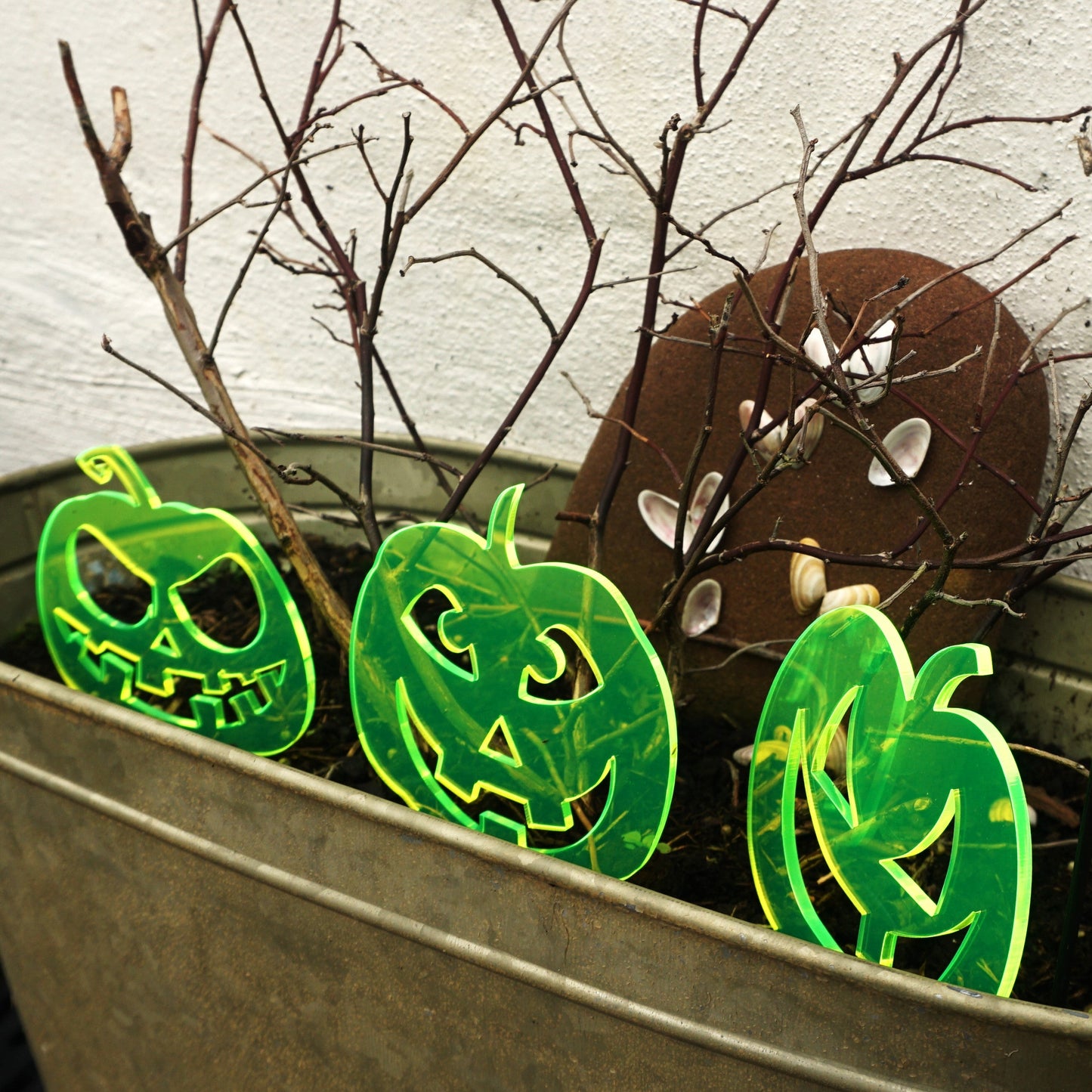 Garden Décor Ornament Stakes Set of 3 'Halloween Pumpkins'