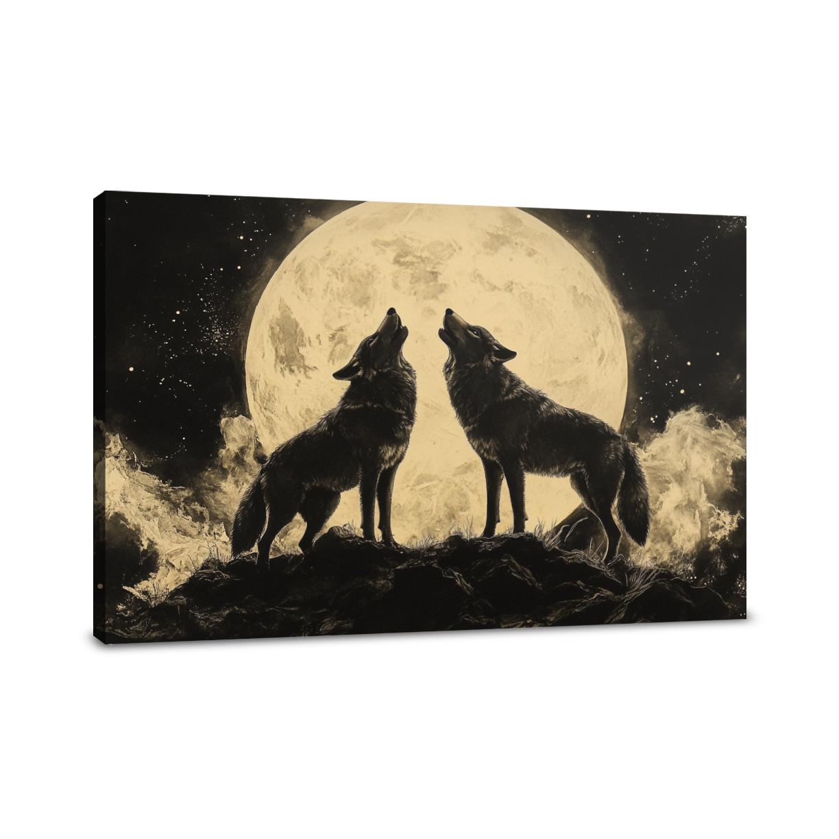 Lunar Serenade Wolves Canvas