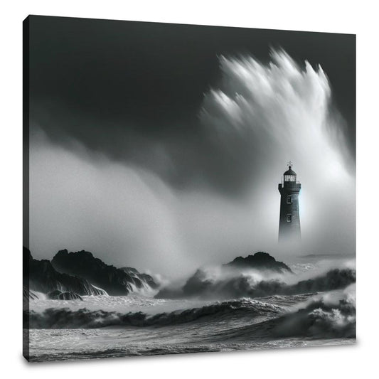 Solitary Beacon: Stormy Seas Canvas