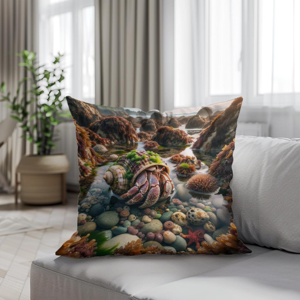 Tide Pool Hermit Crab Cotton Cushion