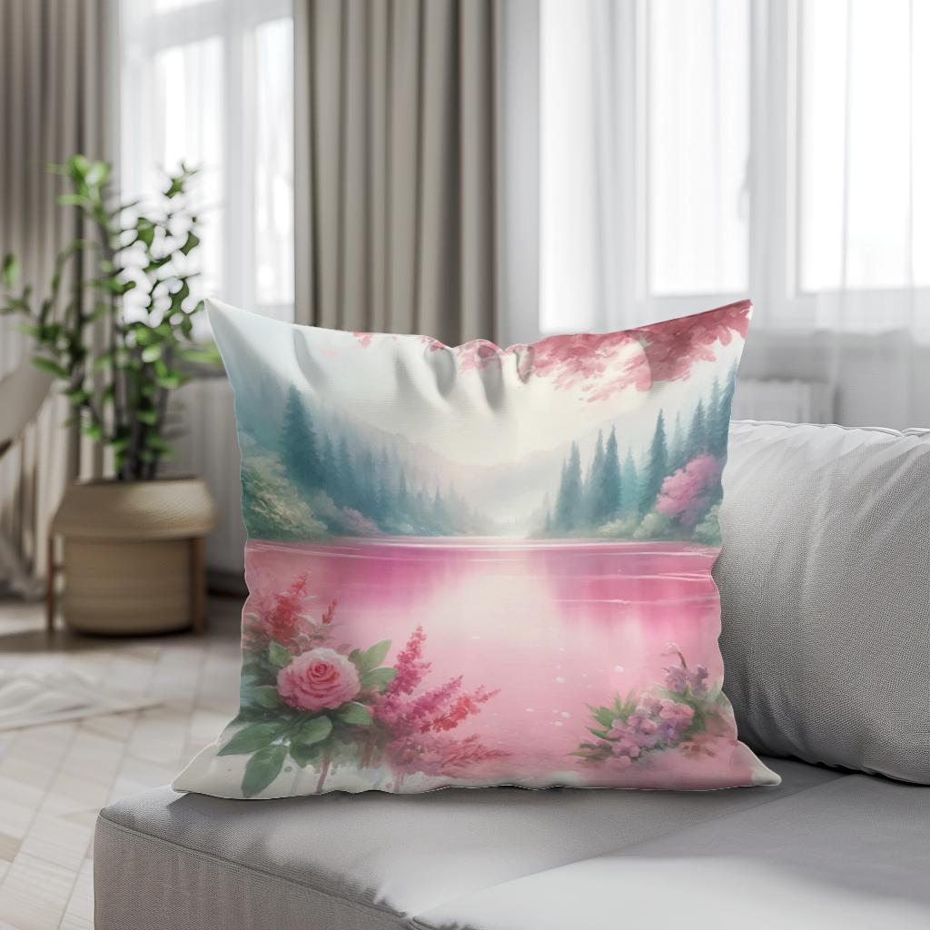 Pink Lake Serenity Cotton Cushion